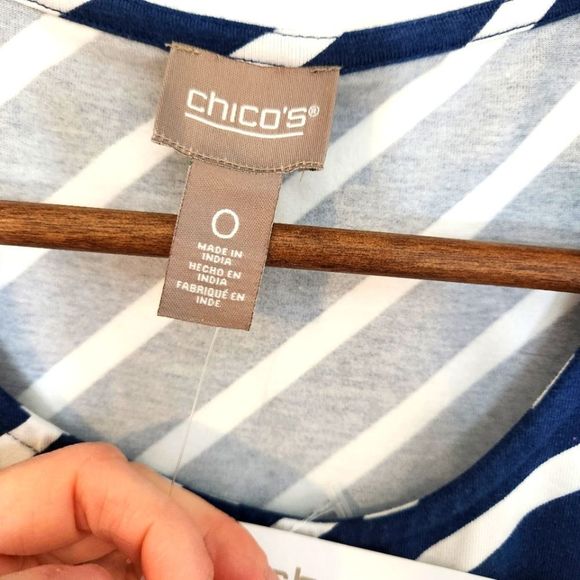 NWT Chico's Striped Cotton Sleeveless Midi Sun Dress Size 0 - Picture 5 of 6